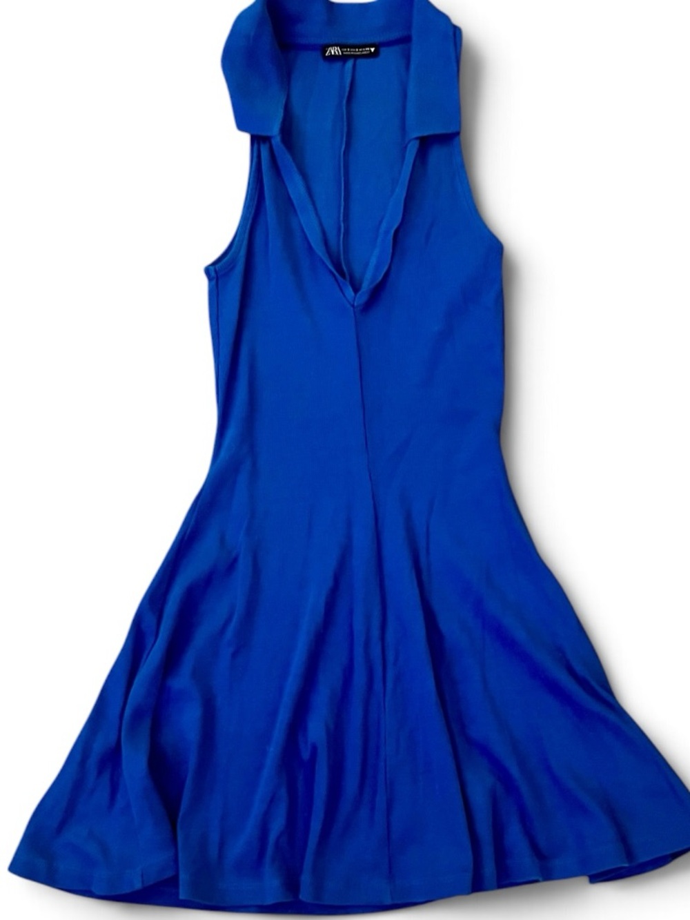 Zara Sleeveless Collared Mini Dress in Cobalt Blue